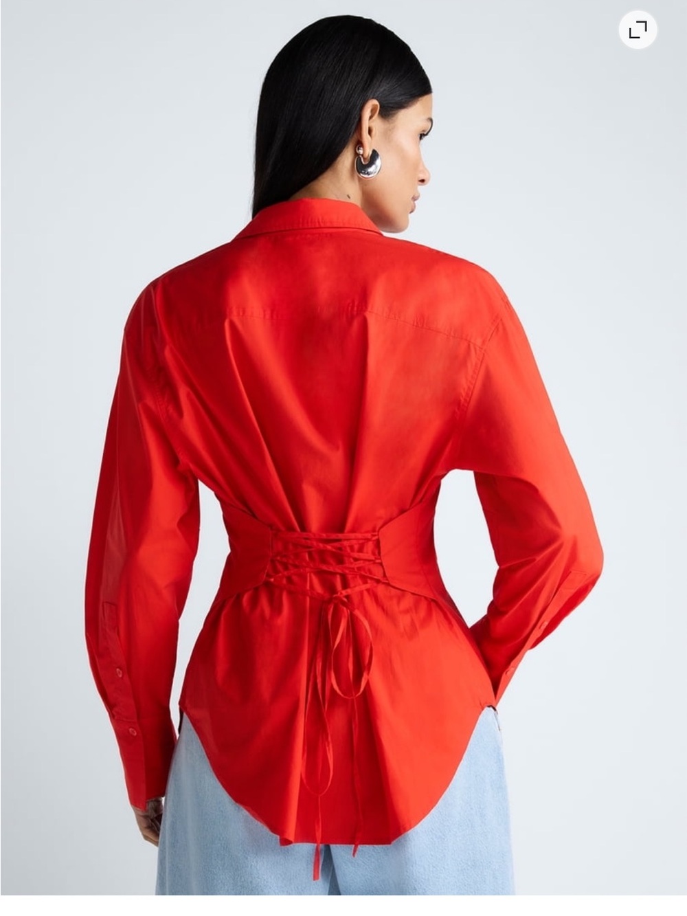 Women’s Red Button-Down Shirt - Picture 3 of 4